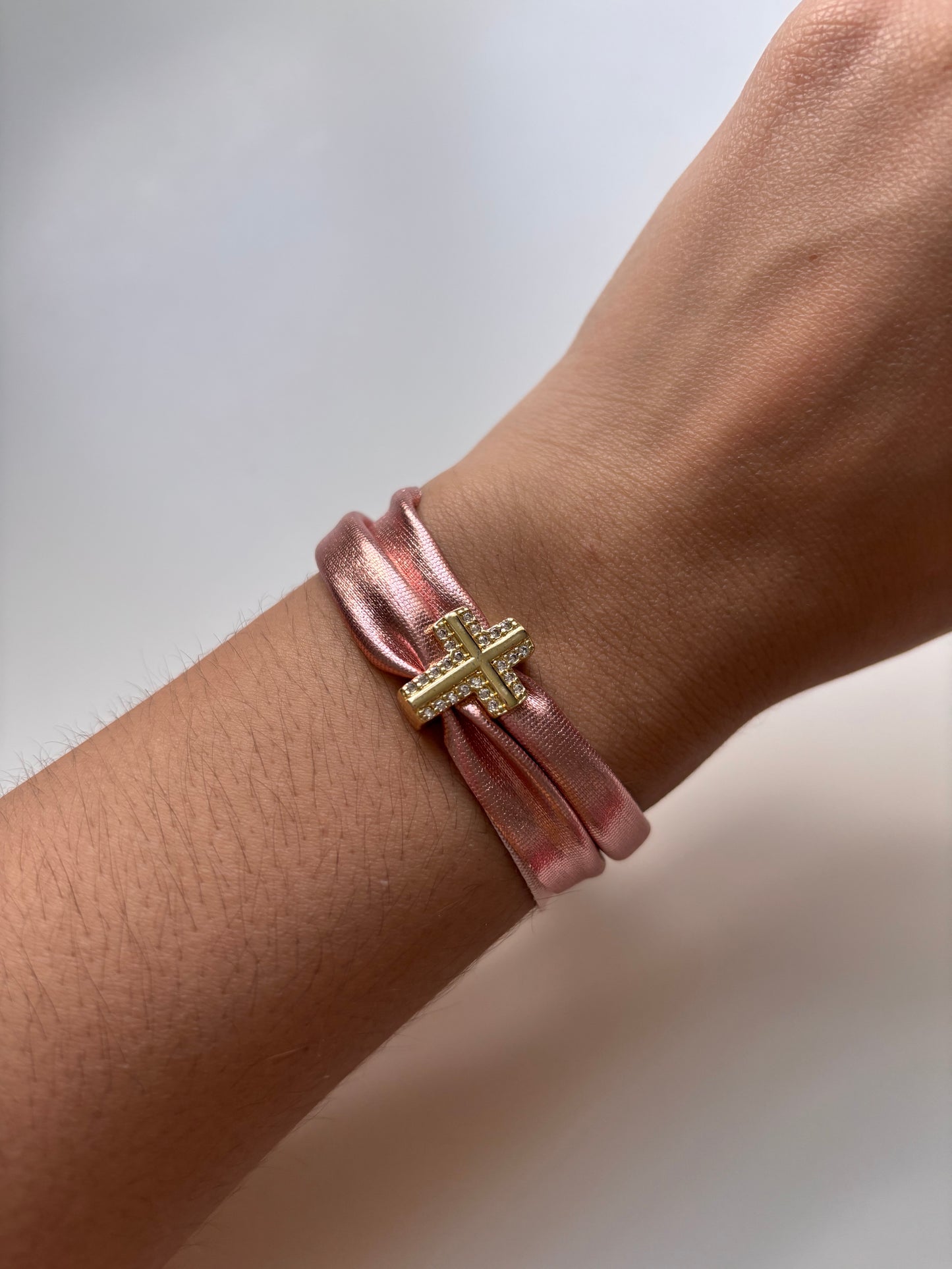 Cross rose gold bracelet