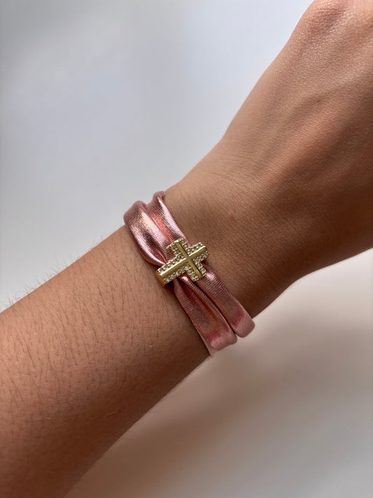 Cross rose gold bracelet